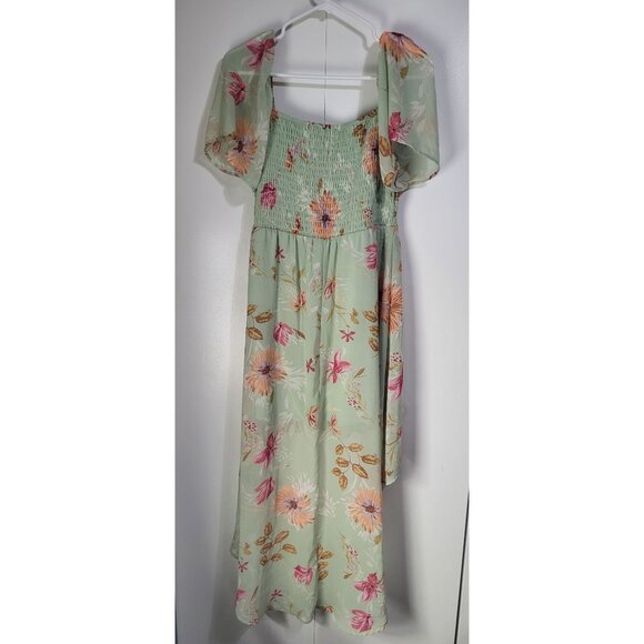 Lily Rose Women's LG Mint Green Floral Smocked High Low Dress Fairy Easter - Picture 2 of 9